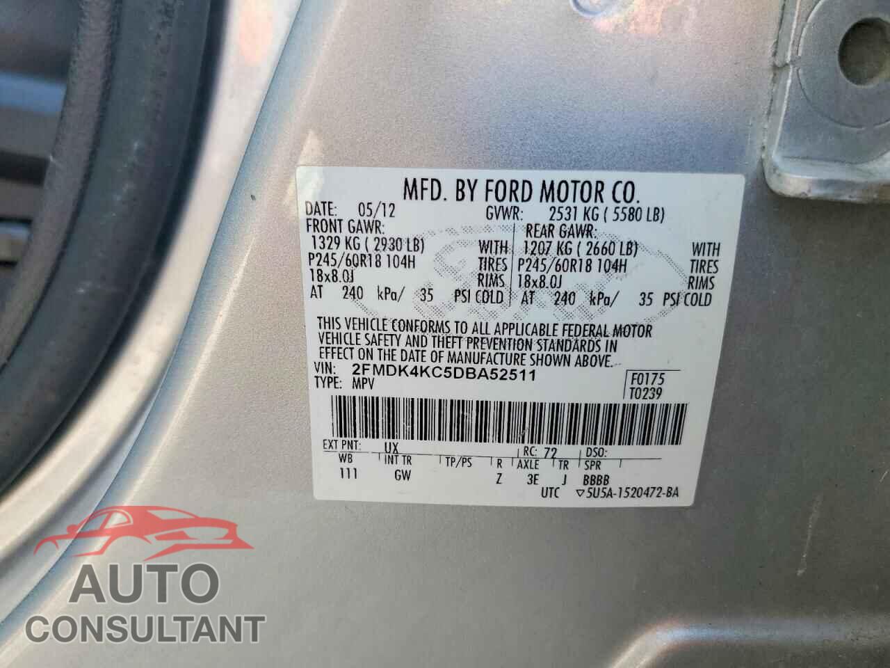 FORD EDGE 2013 - 2FMDK4KC5DBA52511