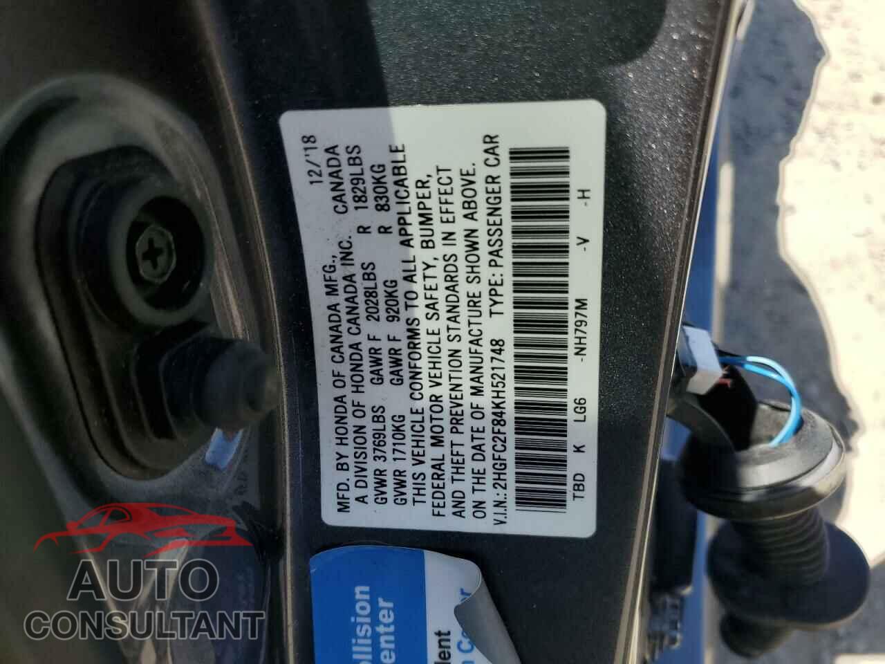 HONDA CIVIC 2019 - 2HGFC2F84KH521748