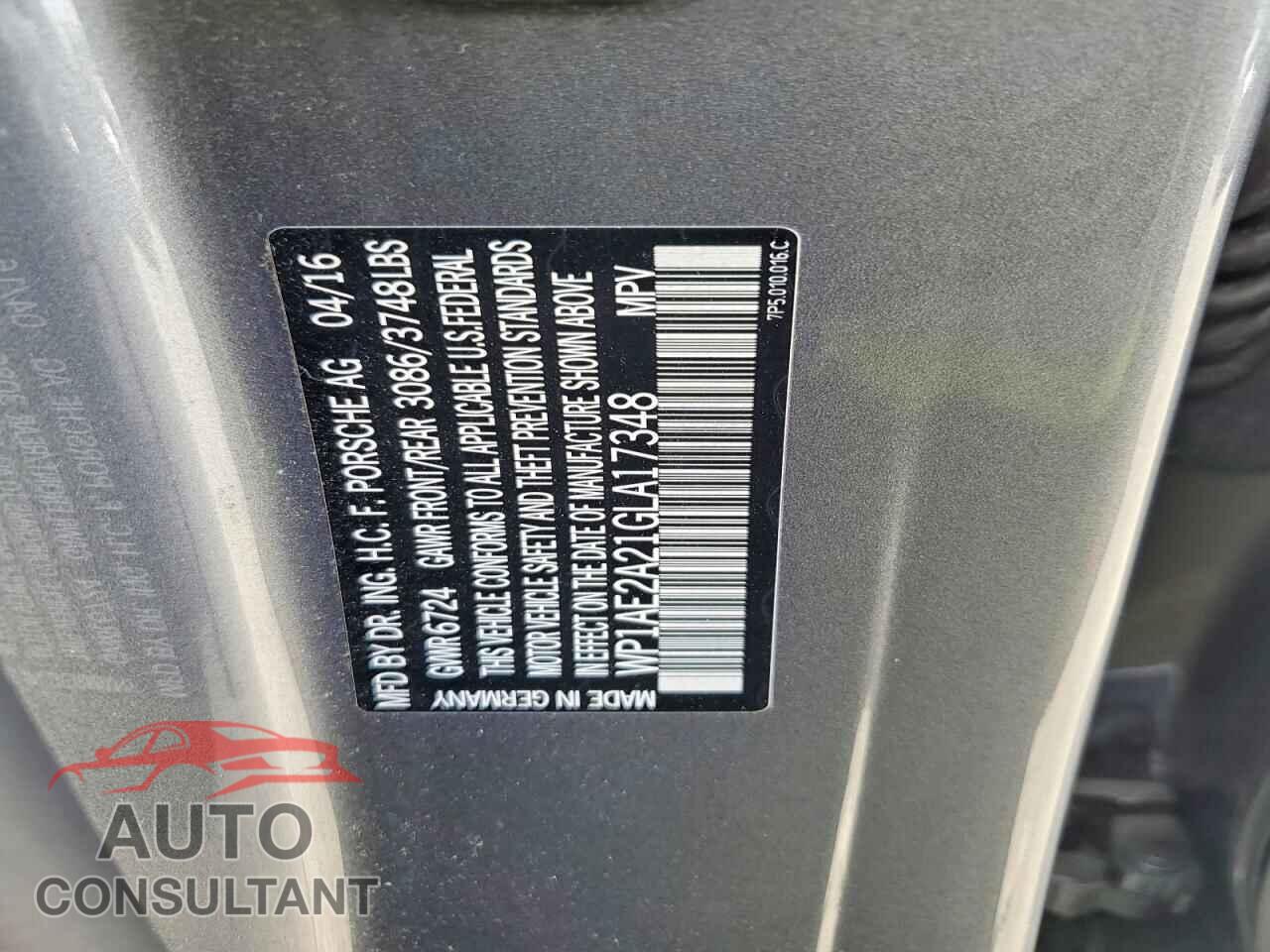 PORSCHE CAYENNE 2016 - WP1AE2A21GLA17348
