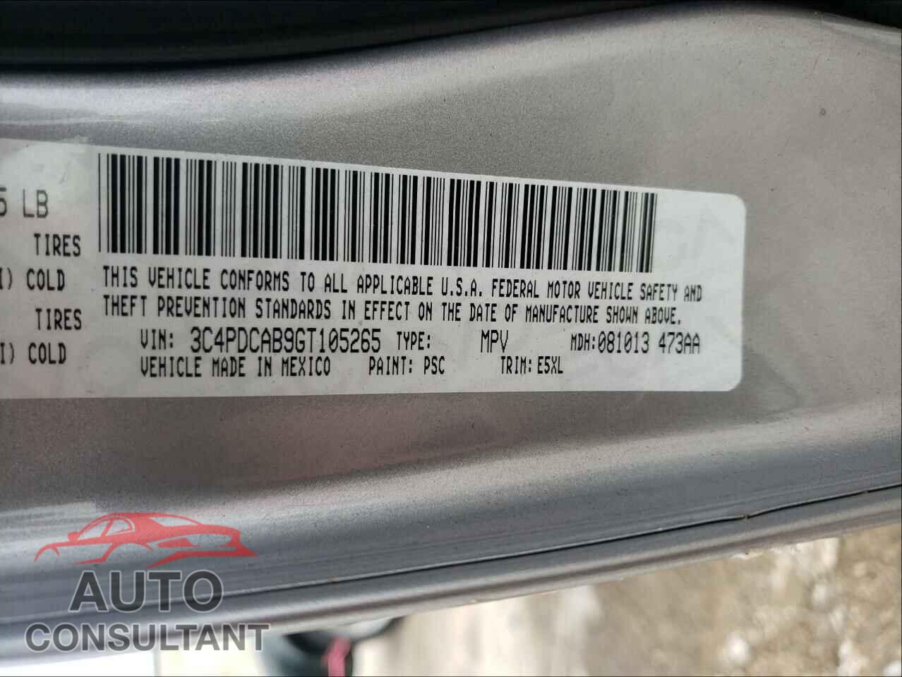 DODGE JOURNEY 2016 - 3C4PDCAB9GT105265