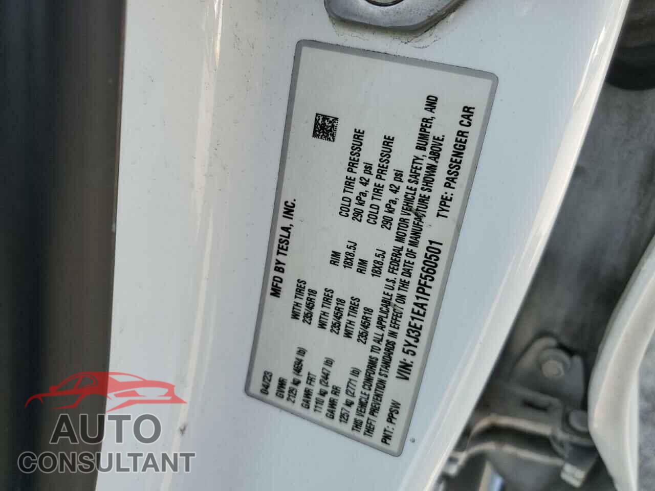 TESLA MODEL 3 2023 - 5YJ3E1EA1PF560501
