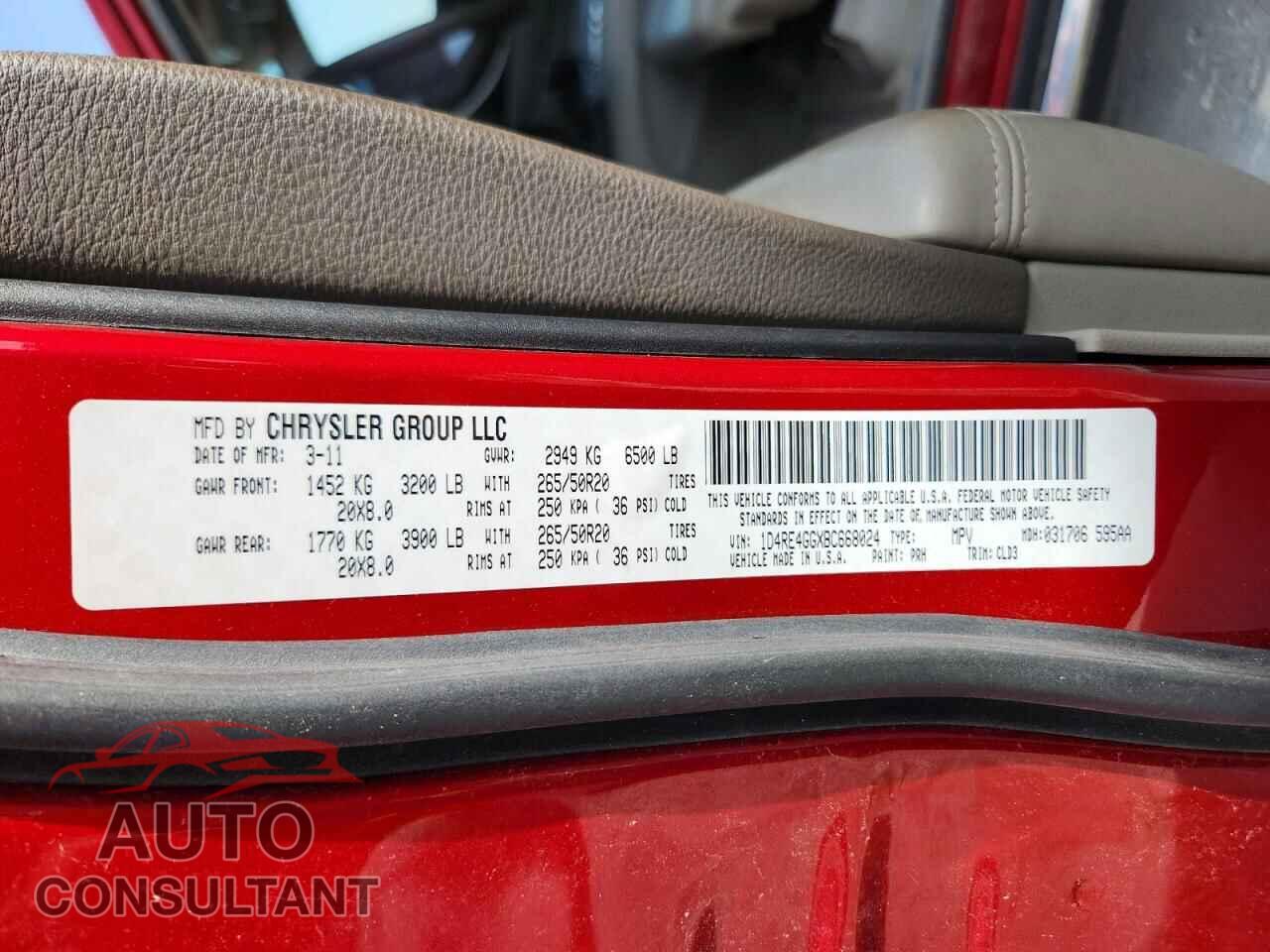 DODGE DURANGO 2011 - 1D4RE4GGXBC668024
