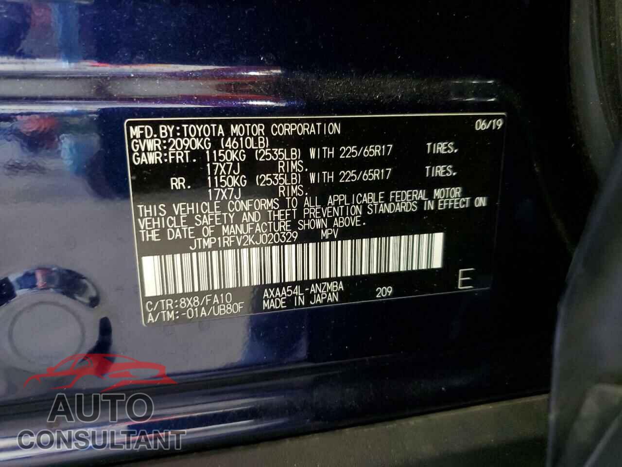 TOYOTA RAV4 2019 - JTMP1RFV2KJ020329