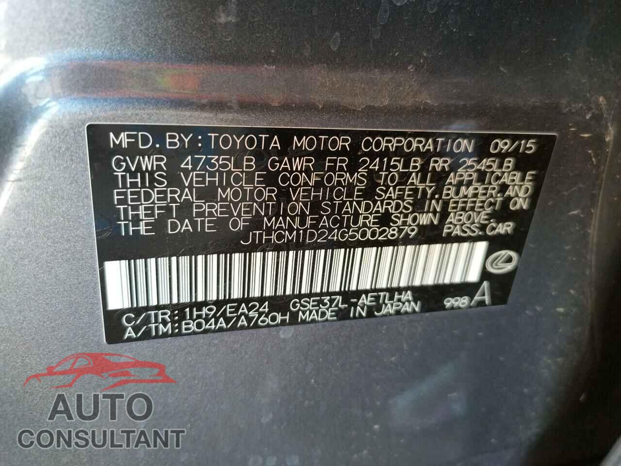 LEXUS IS 2016 - JTHCM1D24G5002879
