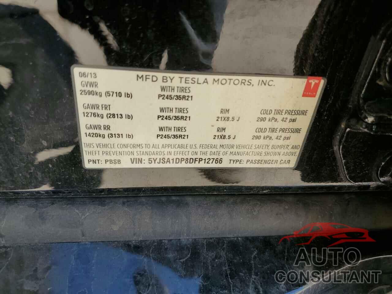 TESLA MODEL S 2013 - 5YJSA1DP8DFP12766