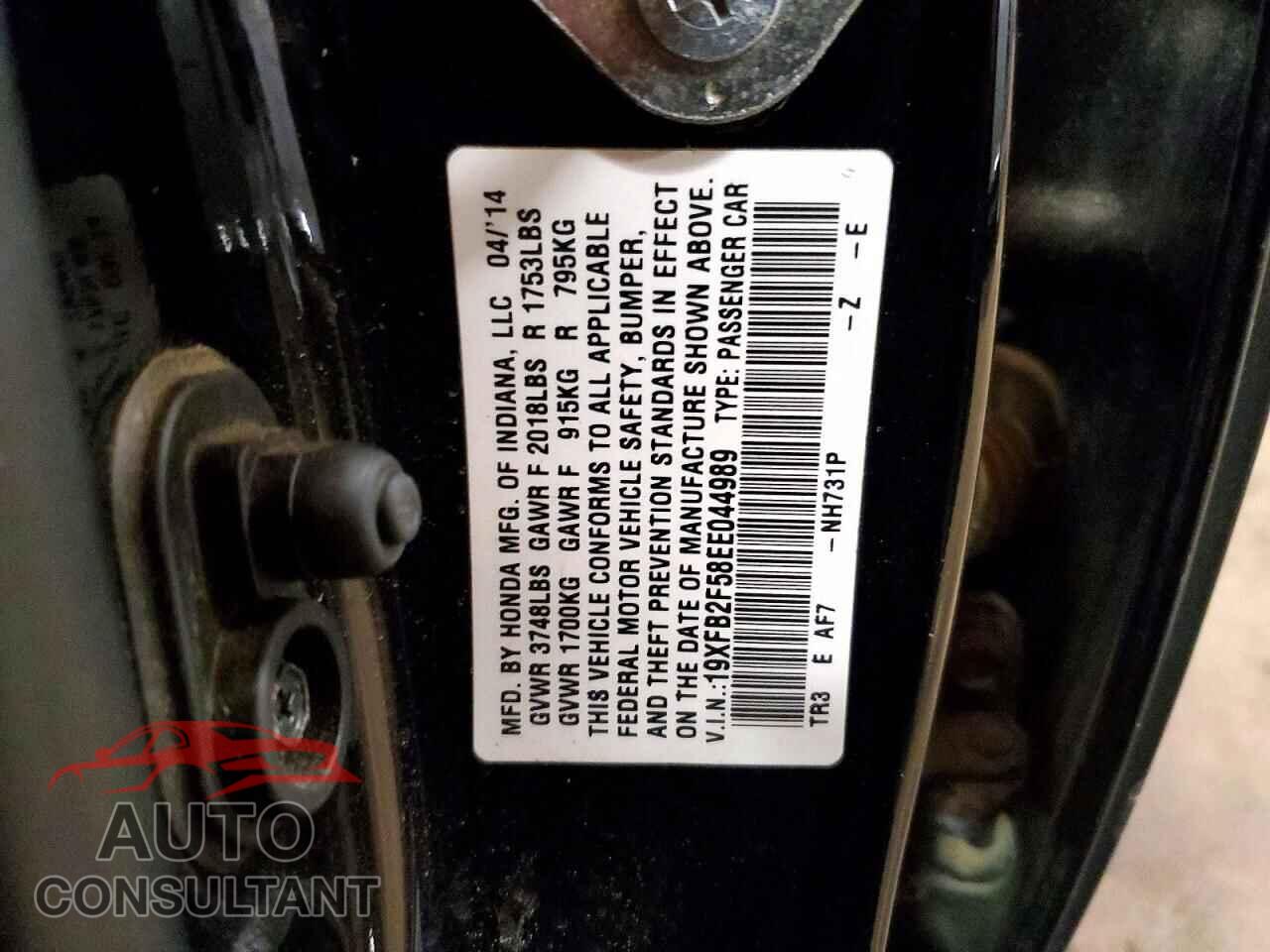 HONDA CIVIC 2014 - 19XFB2F58EE044989