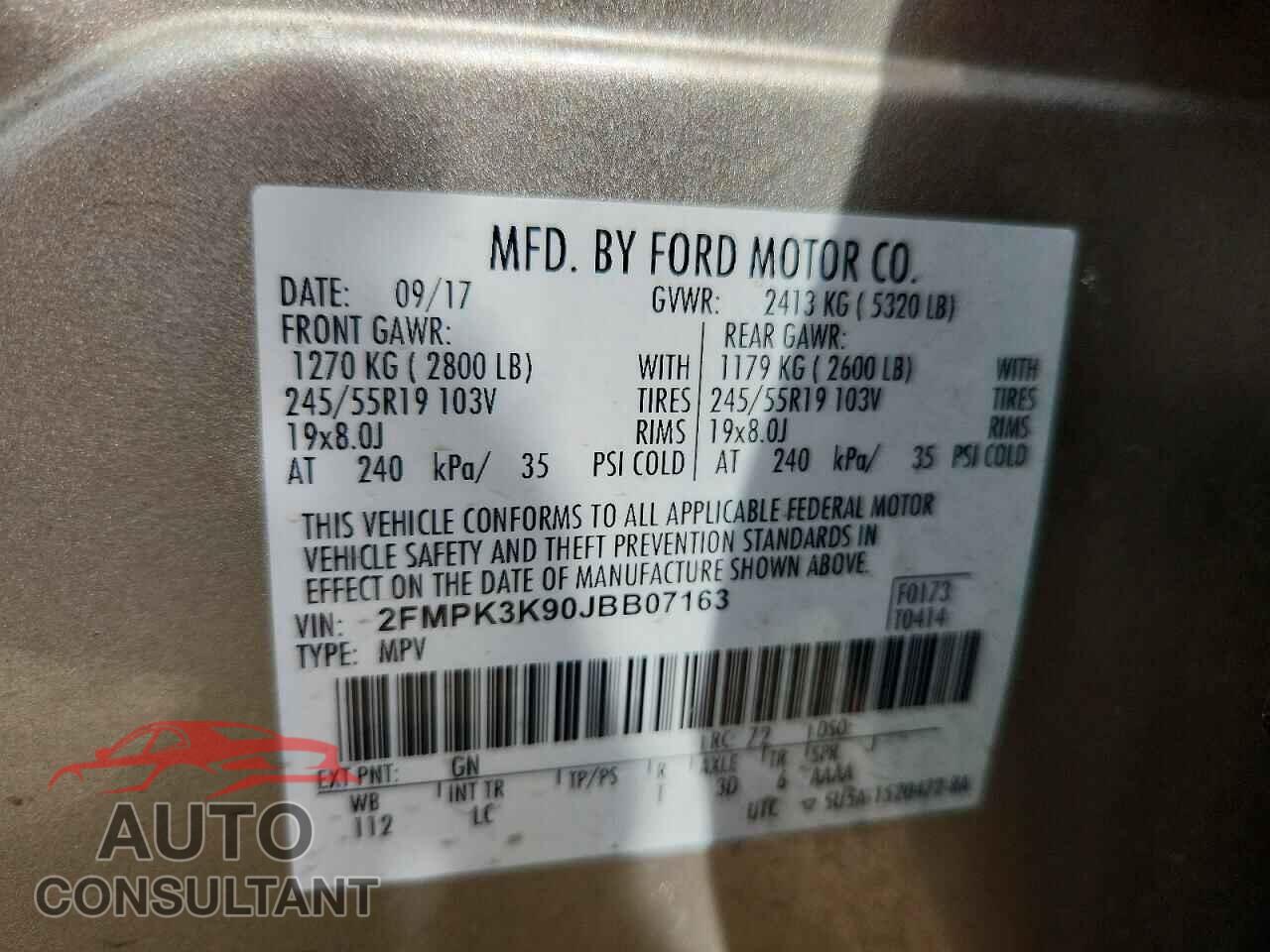 FORD EDGE 2018 - 2FMPK3K90JBB07163