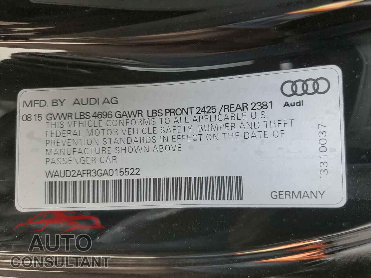 AUDI A5 2016 - WAUD2AFR3GA015522