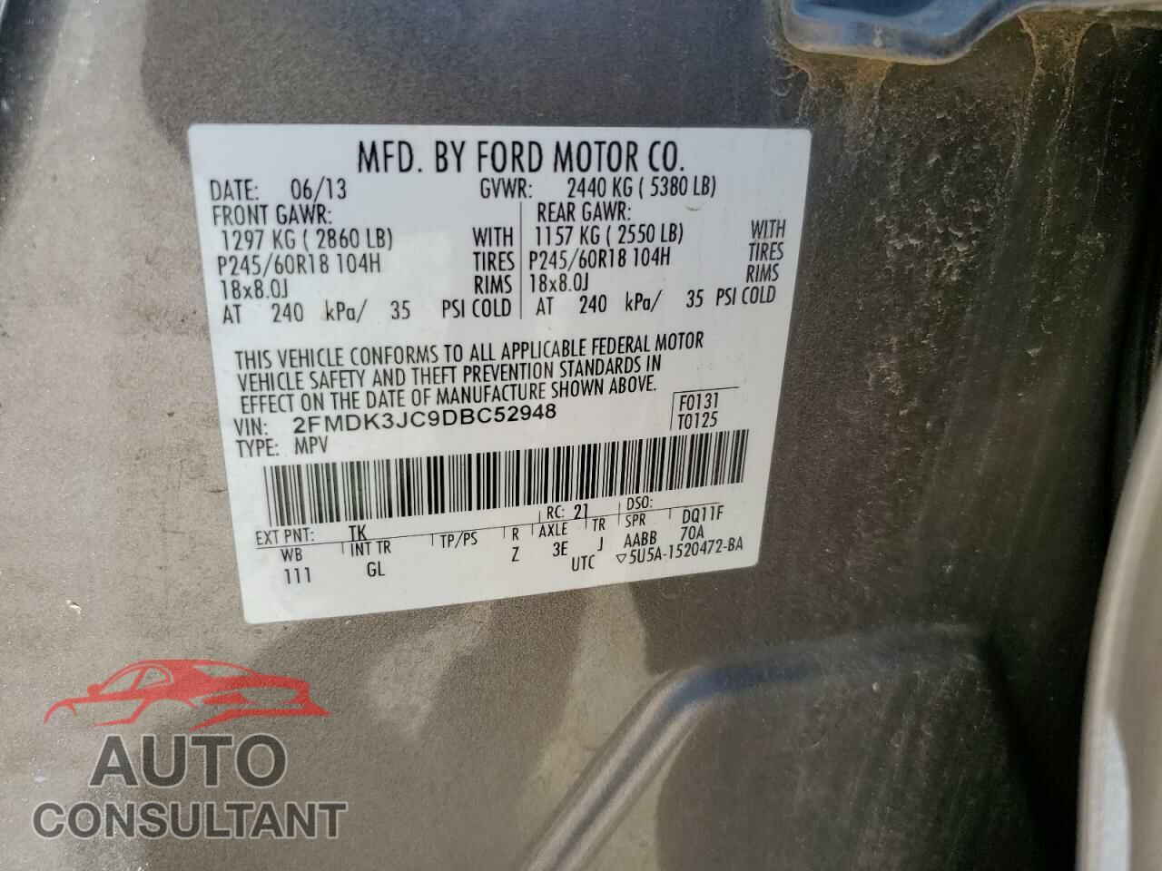FORD EDGE 2013 - 2FMDK3JC9DBC52948