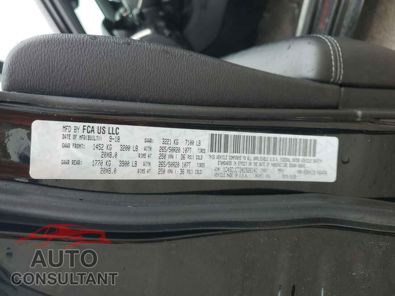DODGE DURANGO 2019 - 1C4SDJCT2KC526141