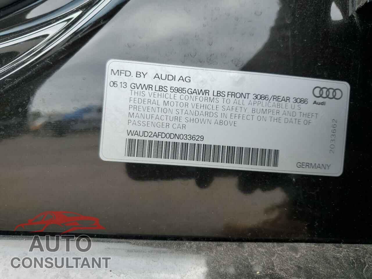 AUDI S8 2013 - WAUD2AFD0DN033629