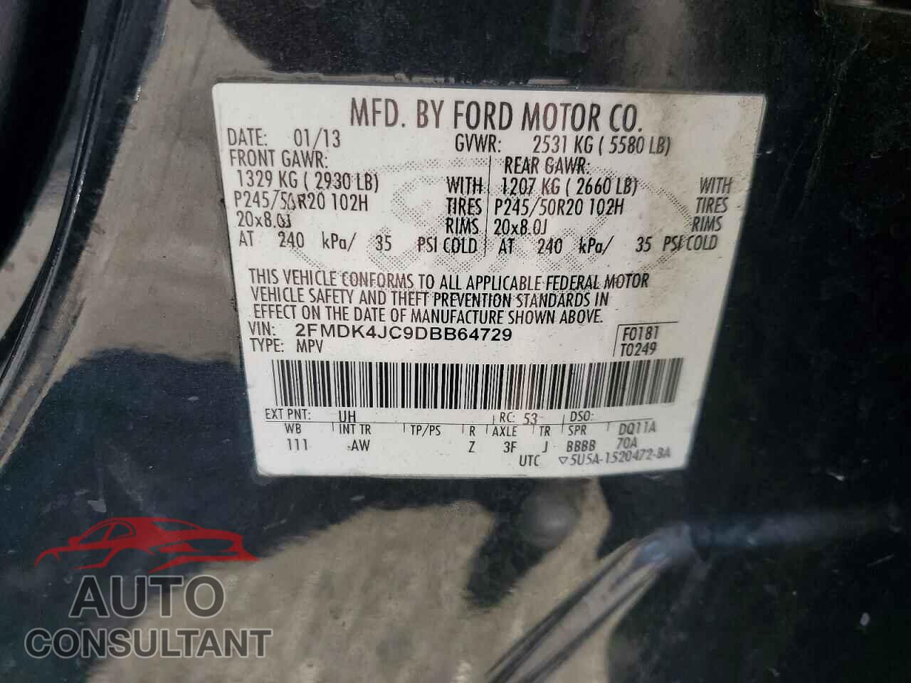 FORD EDGE 2013 - 2FMDK4JC9DBB64729