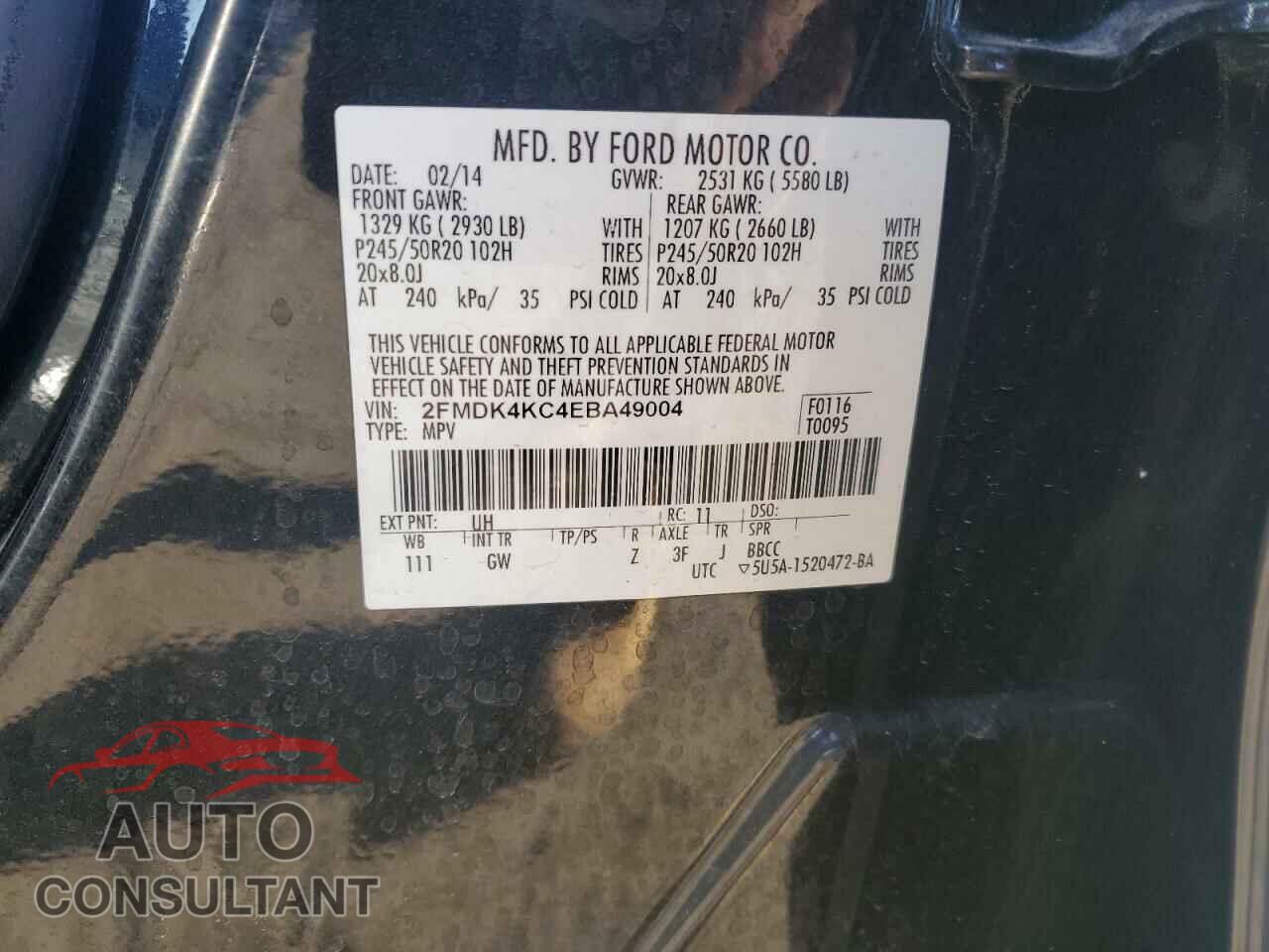 FORD EDGE 2014 - 2FMDK4KC4EBA49004
