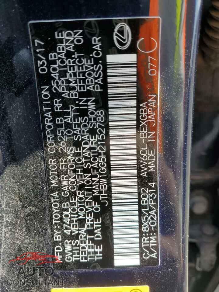 LEXUS ES 2017 - JTHBW1GG5H2152788