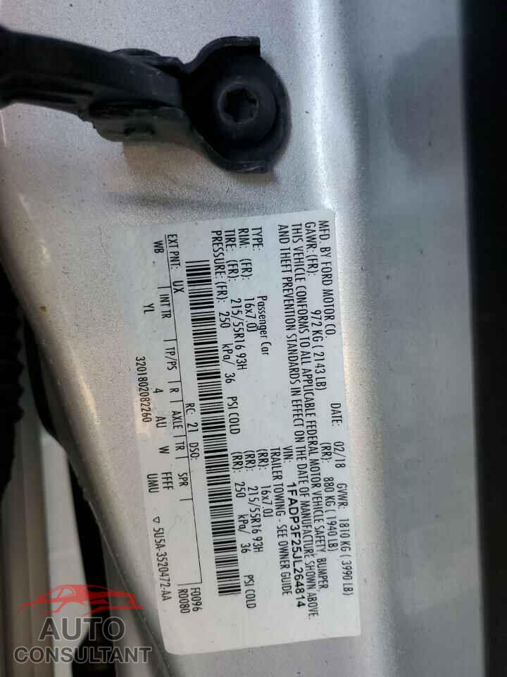 FORD FOCUS 2018 - 1FADP3F25JL264814
