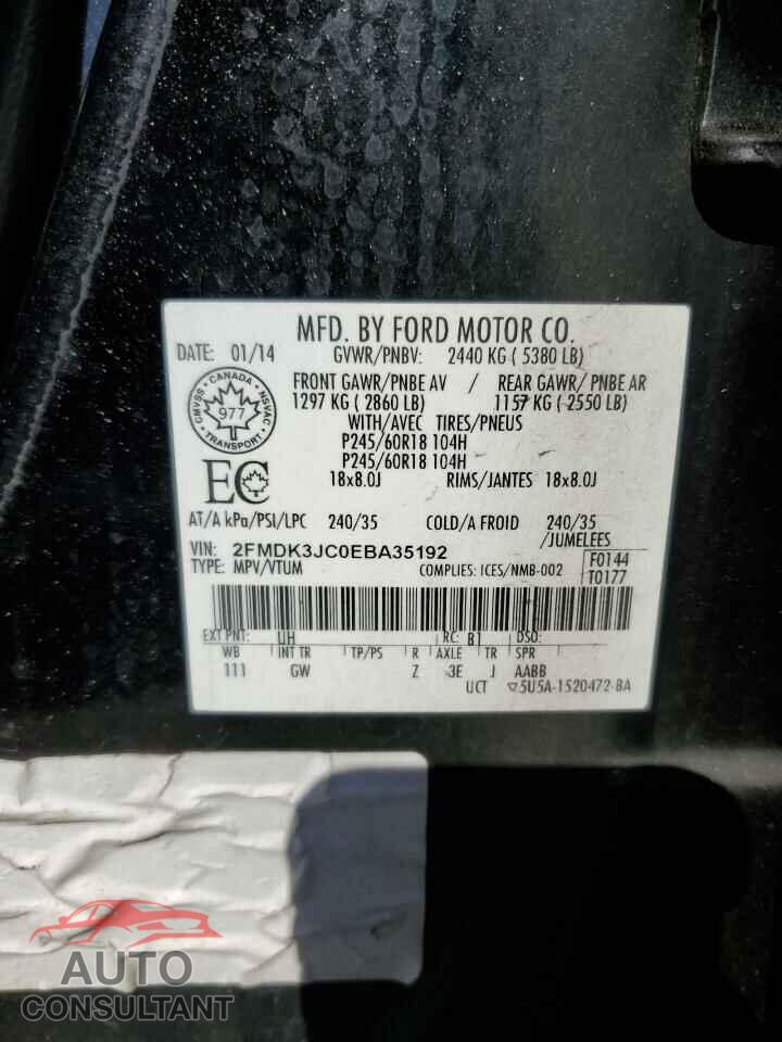 FORD EDGE 2014 - 2FMDK3JC0EBA35192