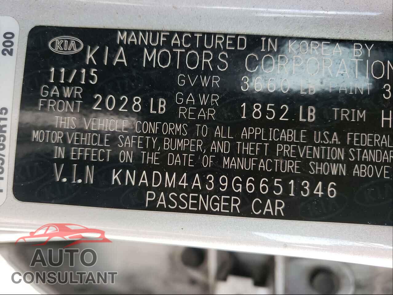 KIA RIO 2016 - KNADM4A39G6651346