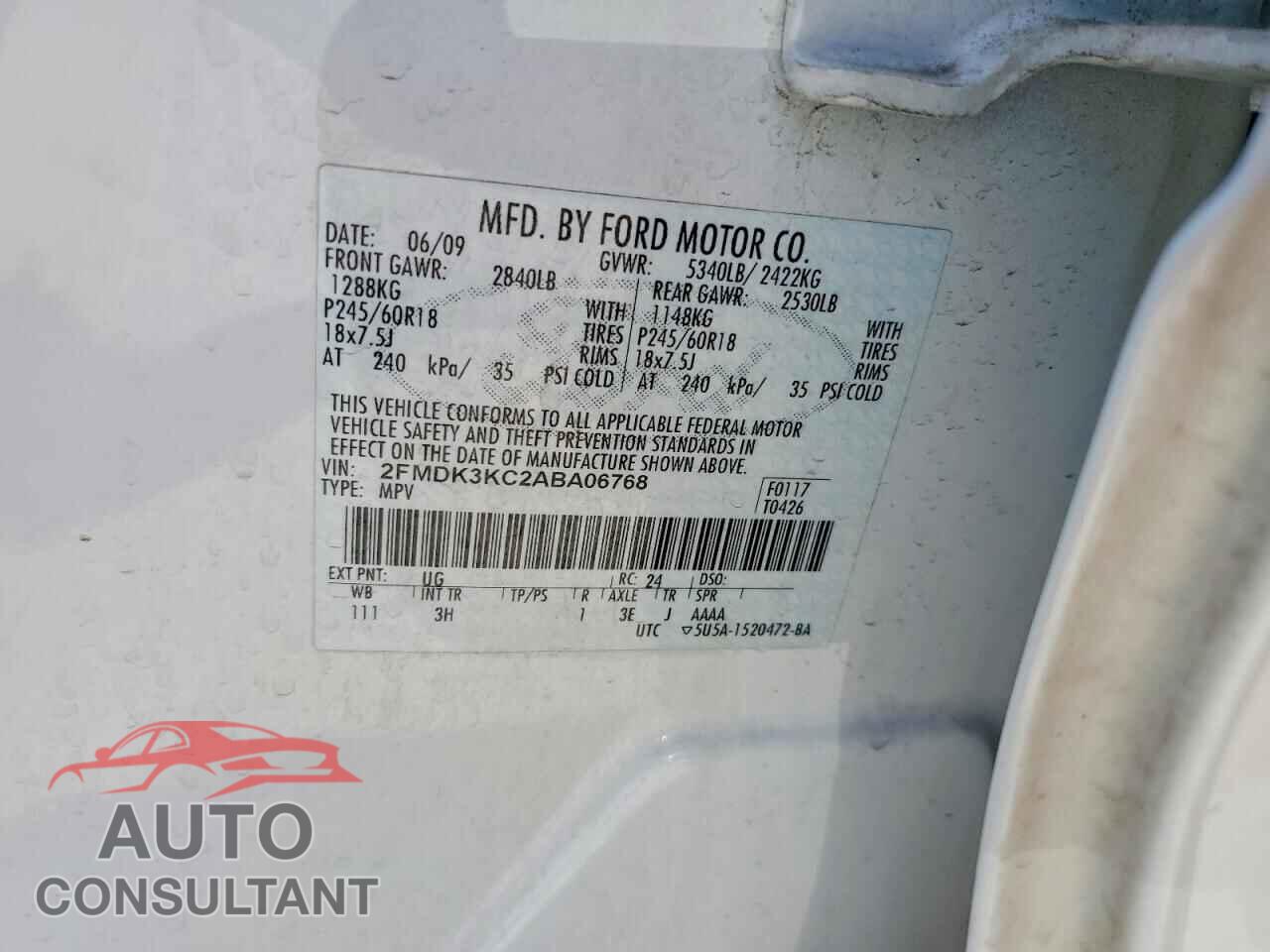 FORD EDGE 2010 - 2FMDK3KC2ABA06768