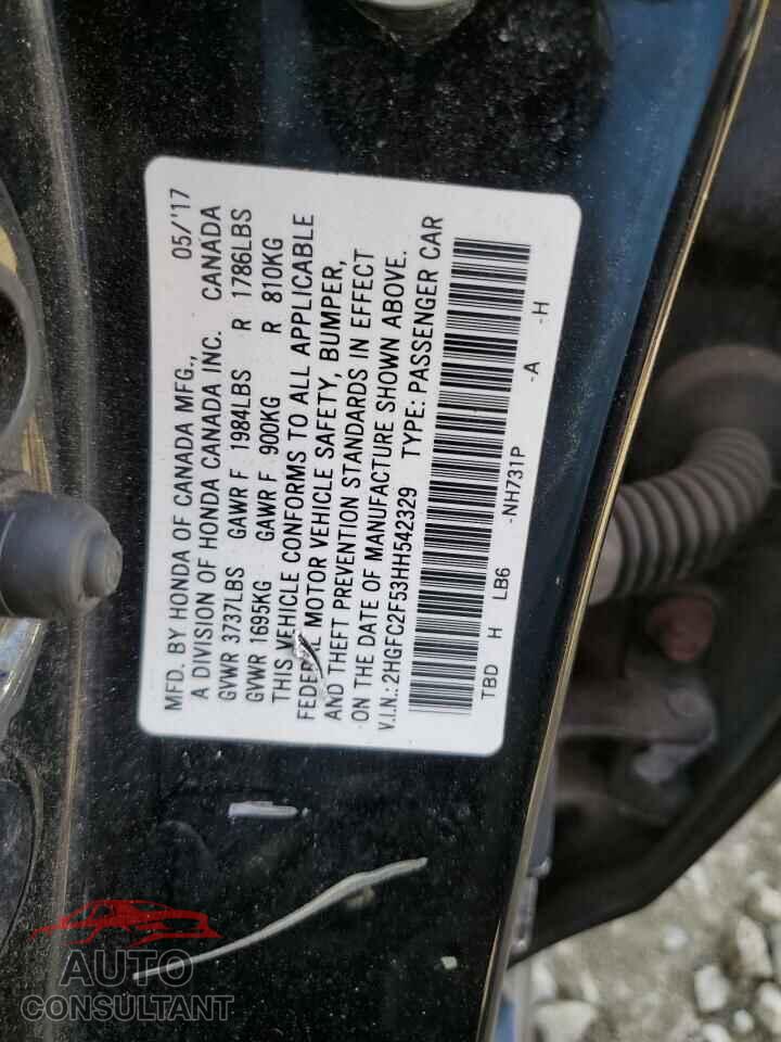 HONDA CIVIC 2017 - 2HGFC2F53HH542329