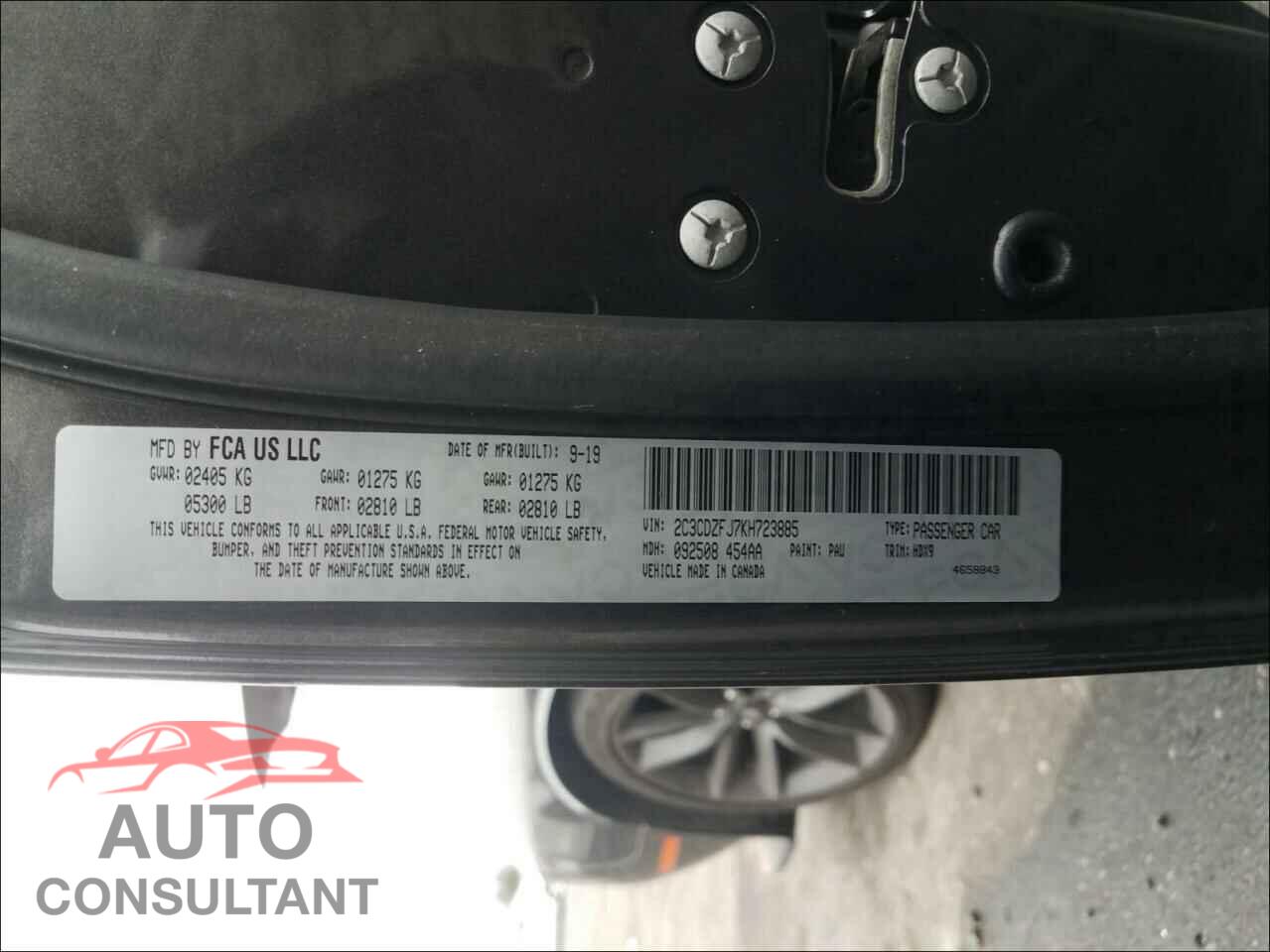 DODGE CHALLENGER 2019 - 2C3CDZFJ7KH723885