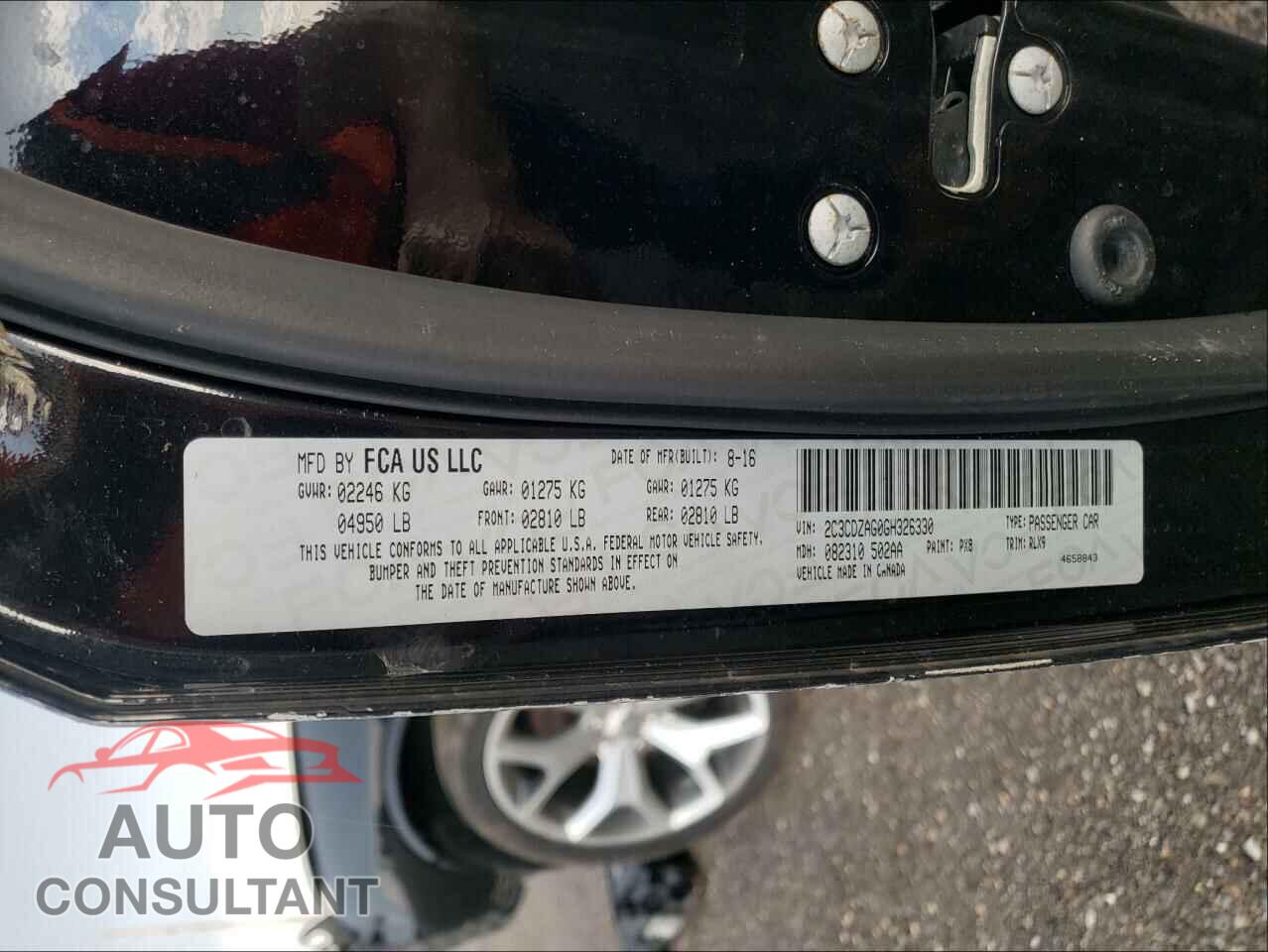 DODGE CHALLENGER 2016 - 2C3CDZAG0GH326330