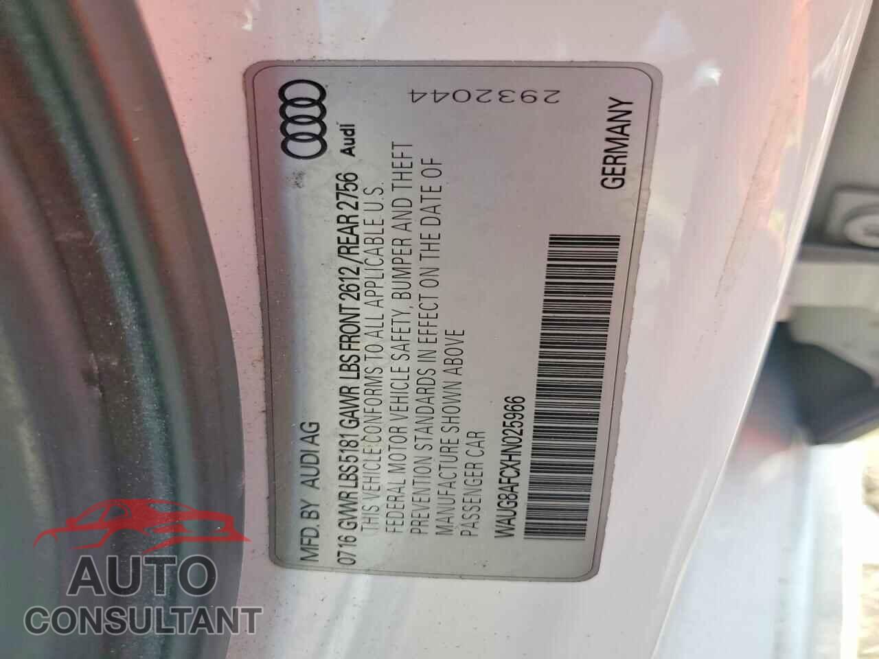 AUDI A6 2017 - WAUG8AFCXHN025966