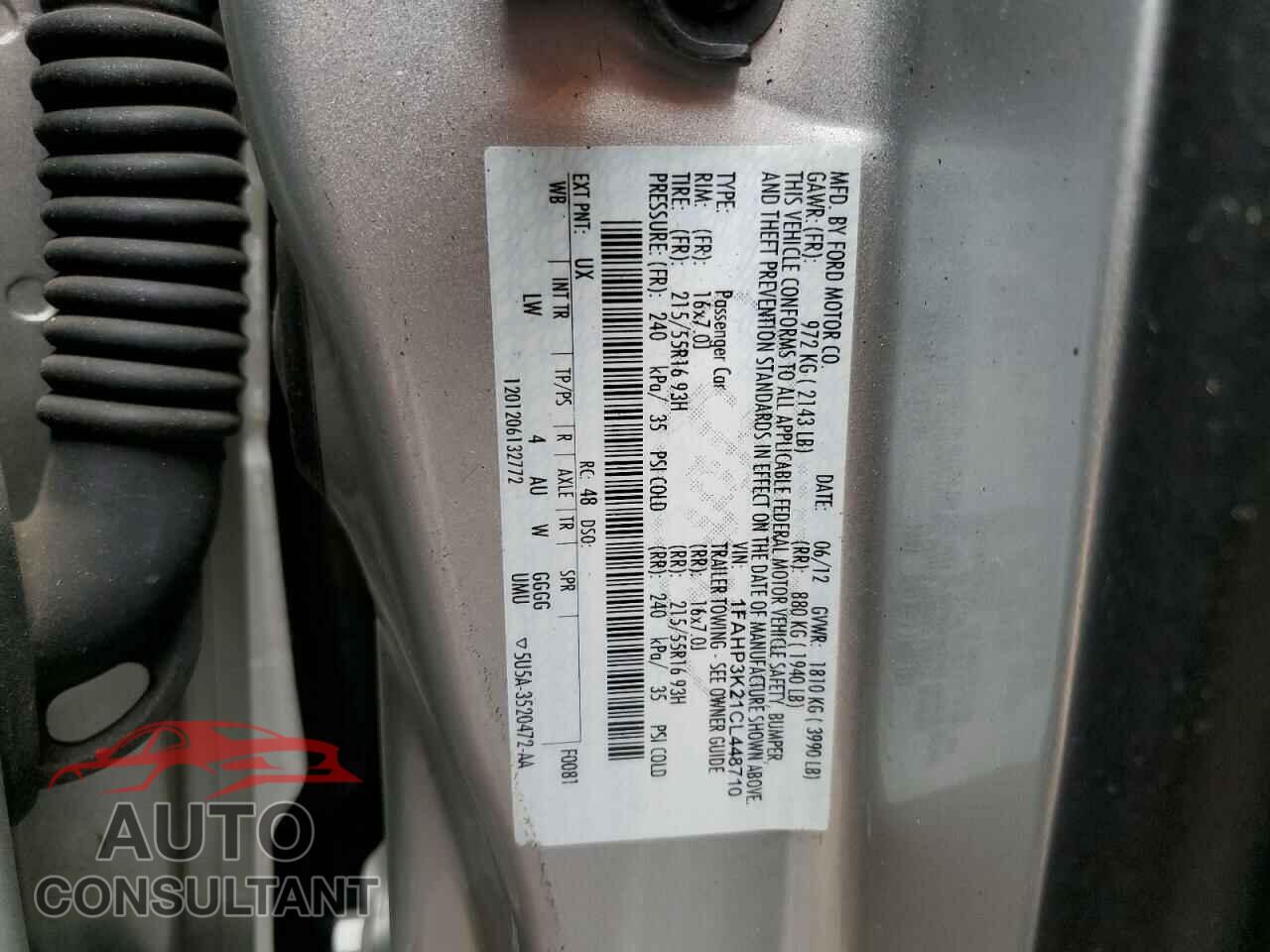 FORD FOCUS 2012 - 1FAHP3K21CL448710