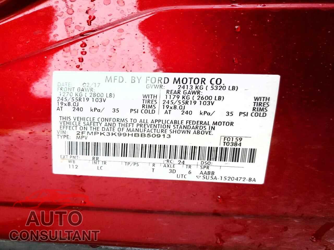 FORD EDGE 2017 - 2FMPK3K99HBB50913