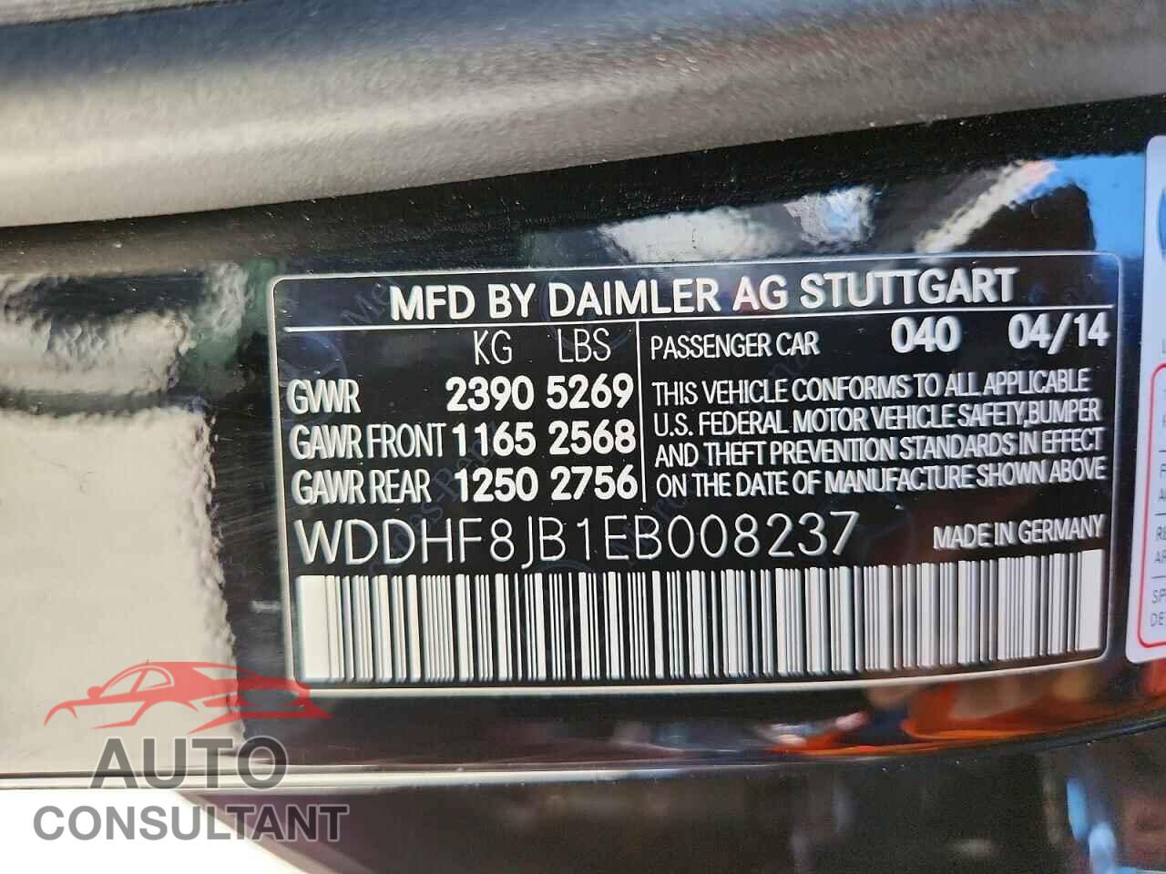 MERCEDES-BENZ E-CLASS 2014 - WDDHF8JB1EB008237