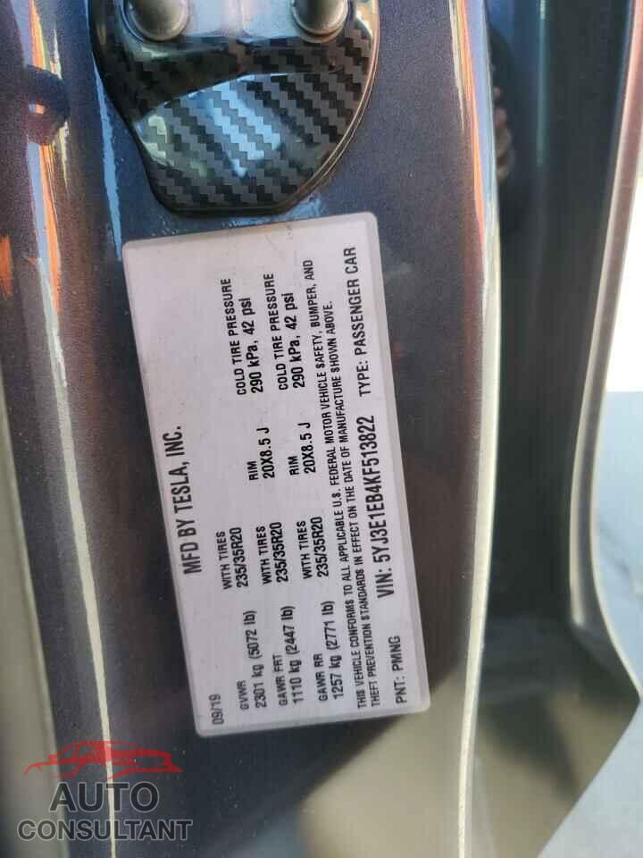 TESLA MODEL 3 2019 - 5YJ3E1EB4KF513822