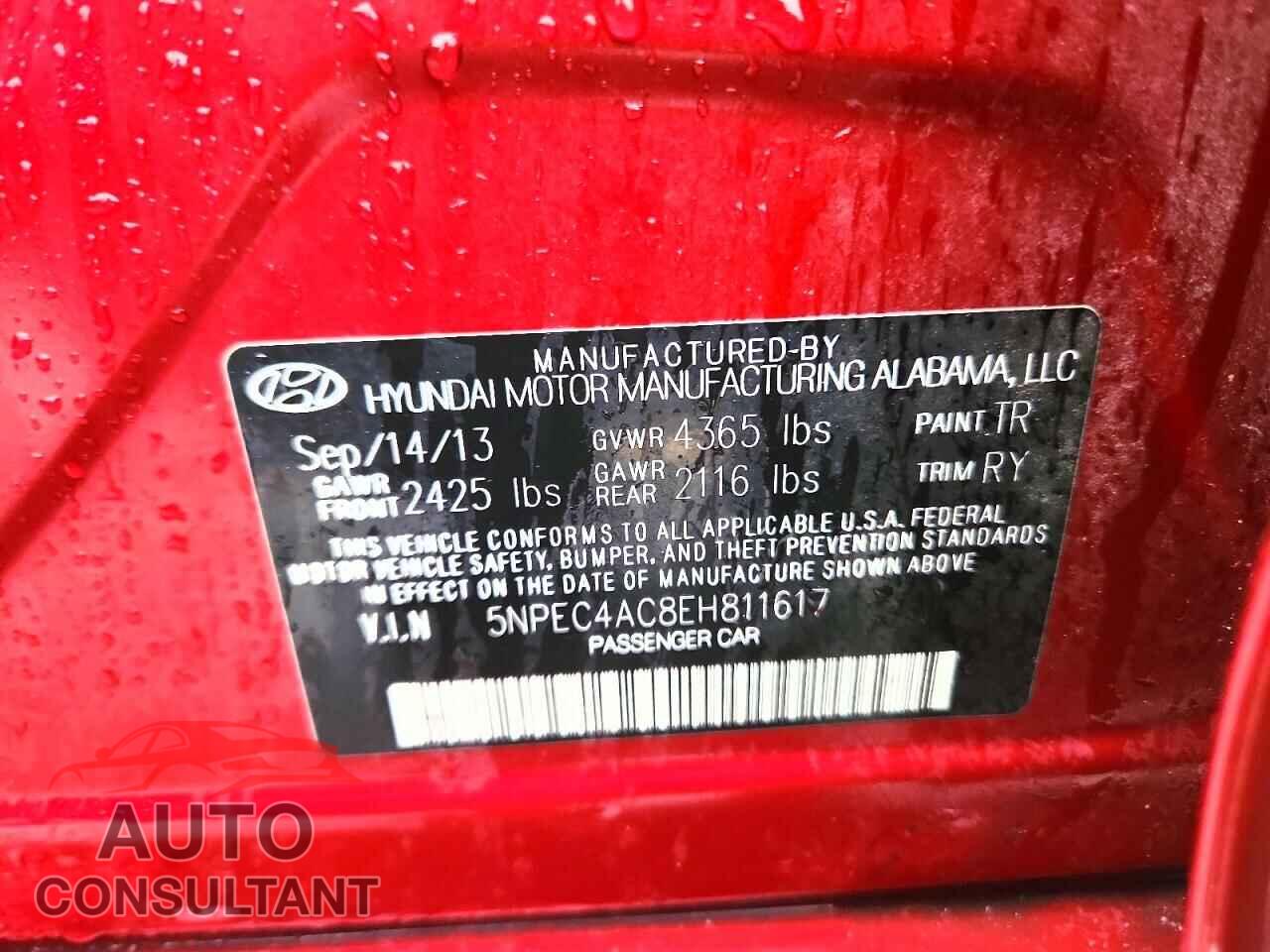 HYUNDAI SONATA 2014 - 5NPEC4AC8EH811617