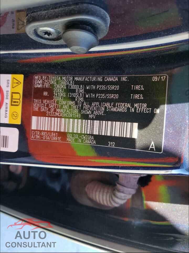 LEXUS RX 350 BAS 2017 - 2T2ZZMCA5HC081549
