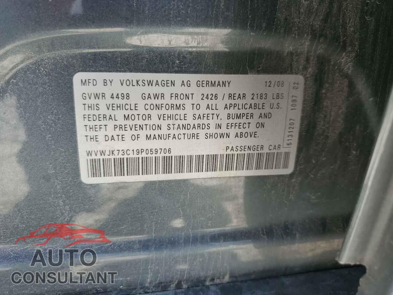 VOLKSWAGEN PASSAT 2009 - WVWJK73C19P059706