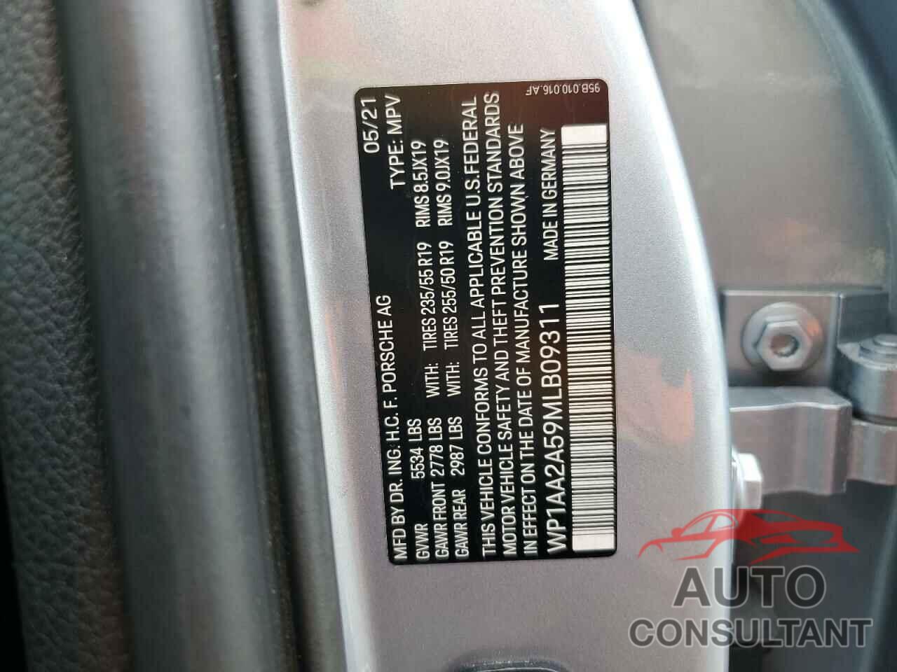 PORSCHE MACAN 2021 - WP1AA2A59MLB09311