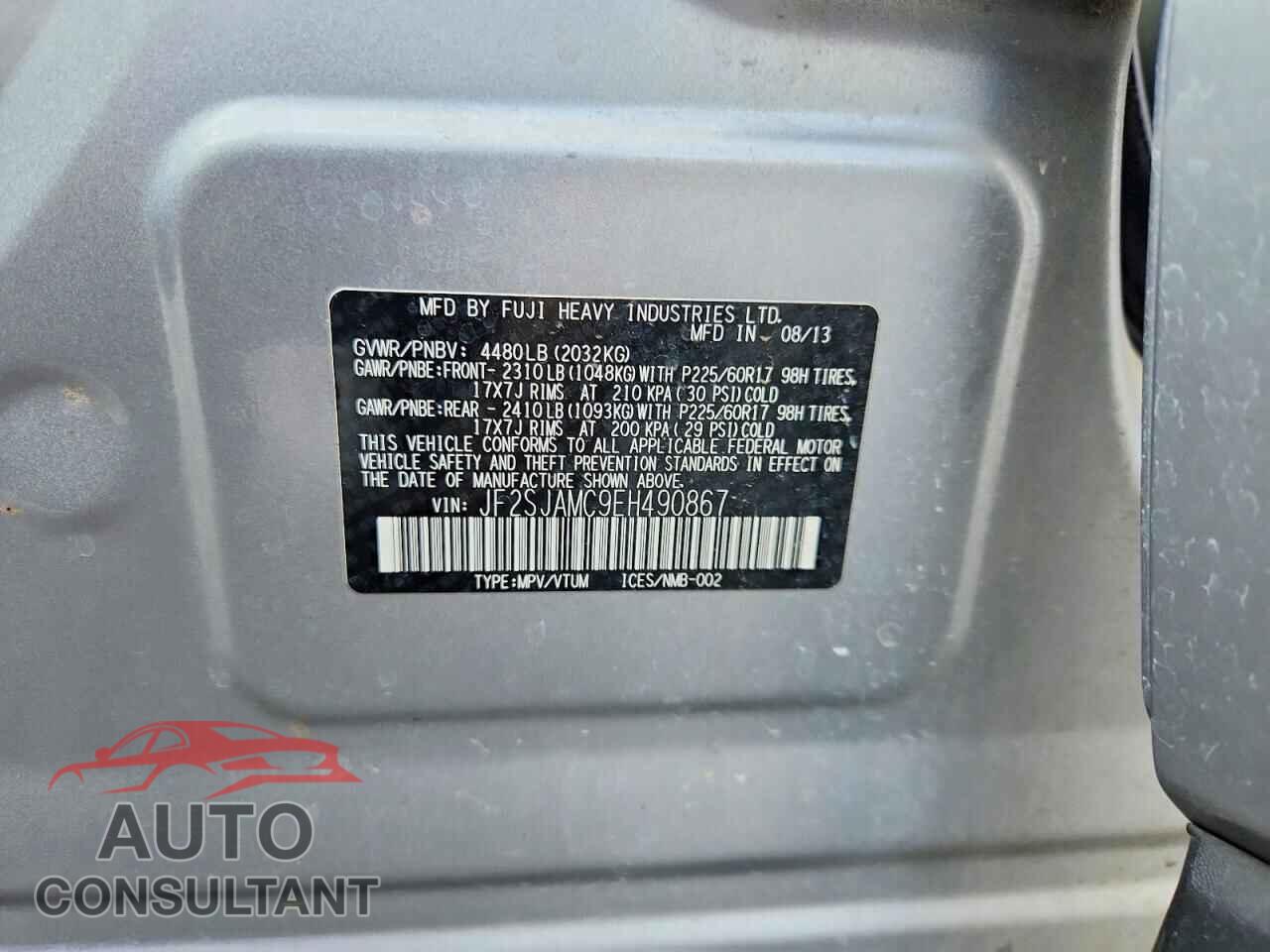 SUBARU FORESTER 2014 - JF2SJAMC9EH490867