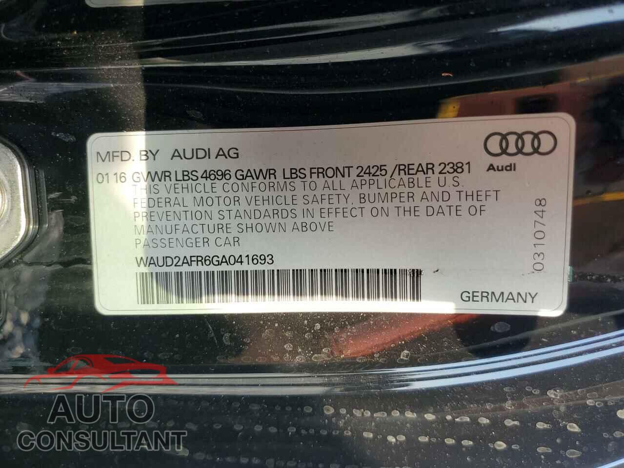 AUDI A5 2016 - WAUD2AFR6GA041693