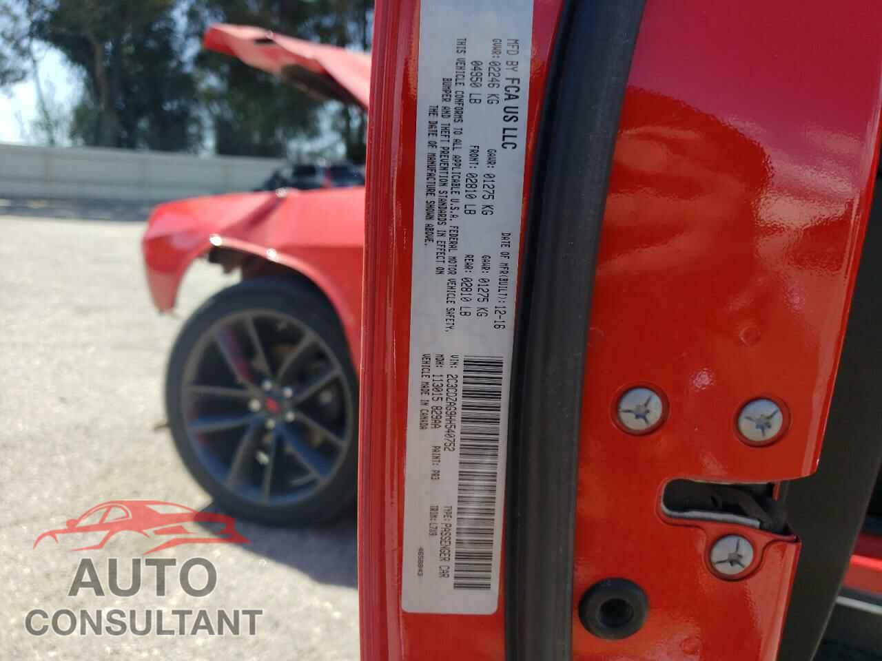 DODGE CHALLENGER 2017 - 2C3CDZAG9HH540752