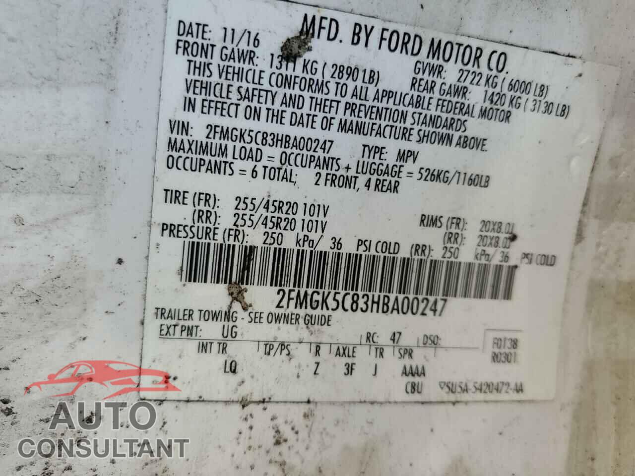 FORD FLEX 2017 - 2FMGK5C83HBA00247