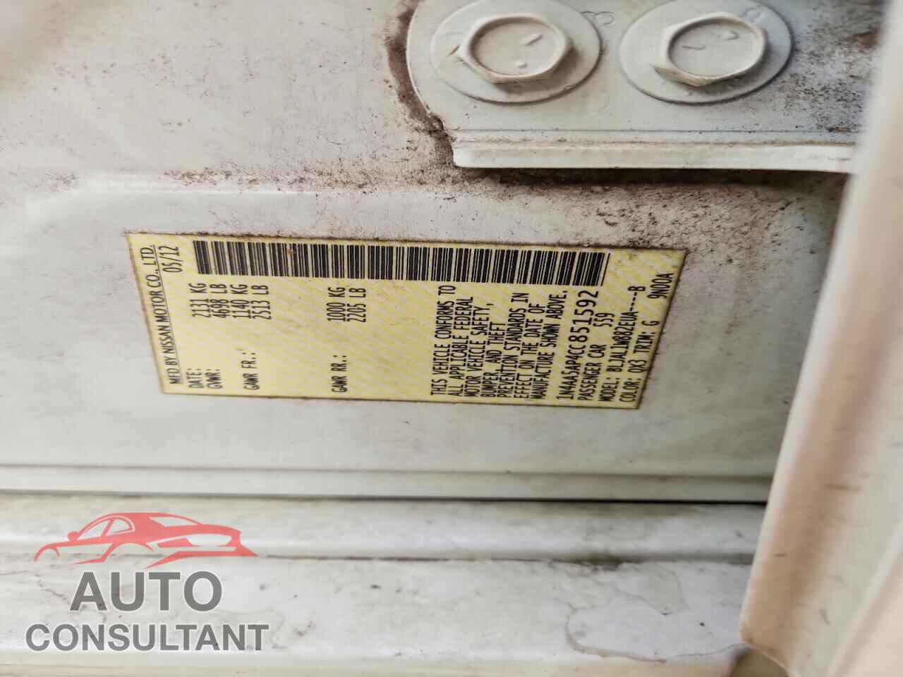 NISSAN MAXIMA 2012 - 1N4AA5AP4CC851592