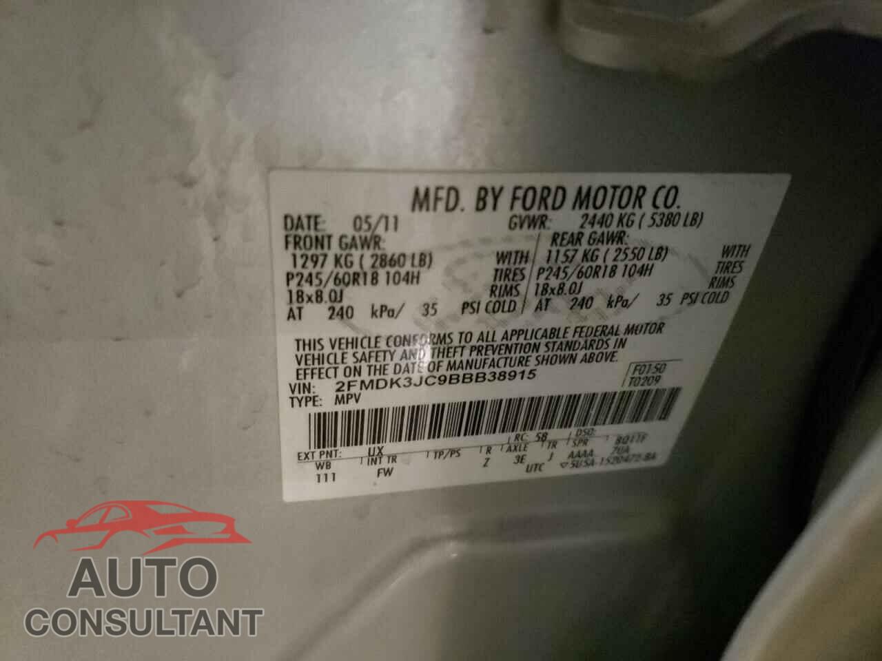 FORD EDGE 2011 - 2FMDK3JC9BBB38915