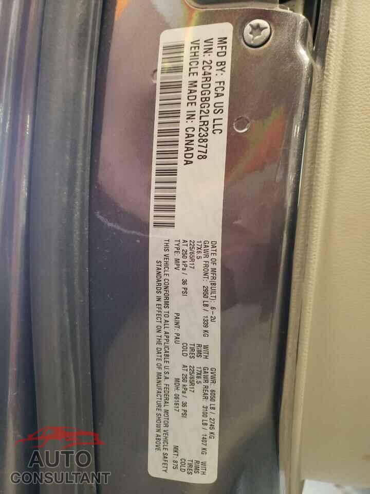 DODGE CARAVAN 2020 - 2C4RDGBG2LR238778