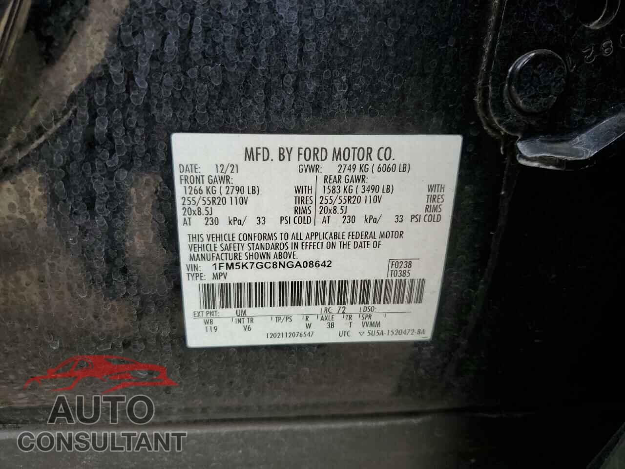 FORD EXPLORER 2022 - 1FM5K7GC8NGA08642