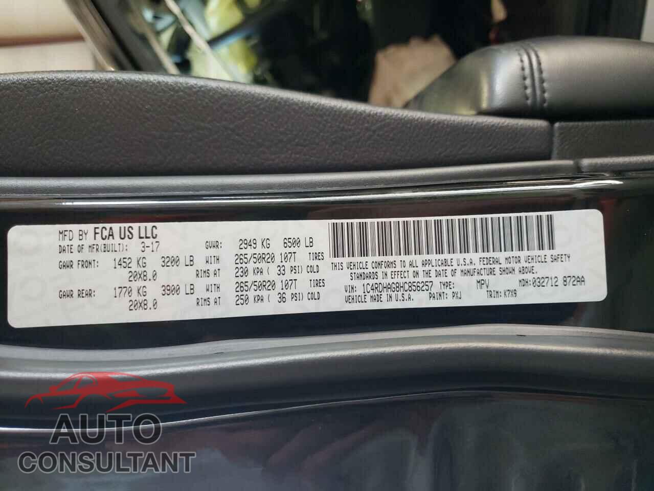 DODGE DURANGO 2017 - 1C4RDHAG8HC856257