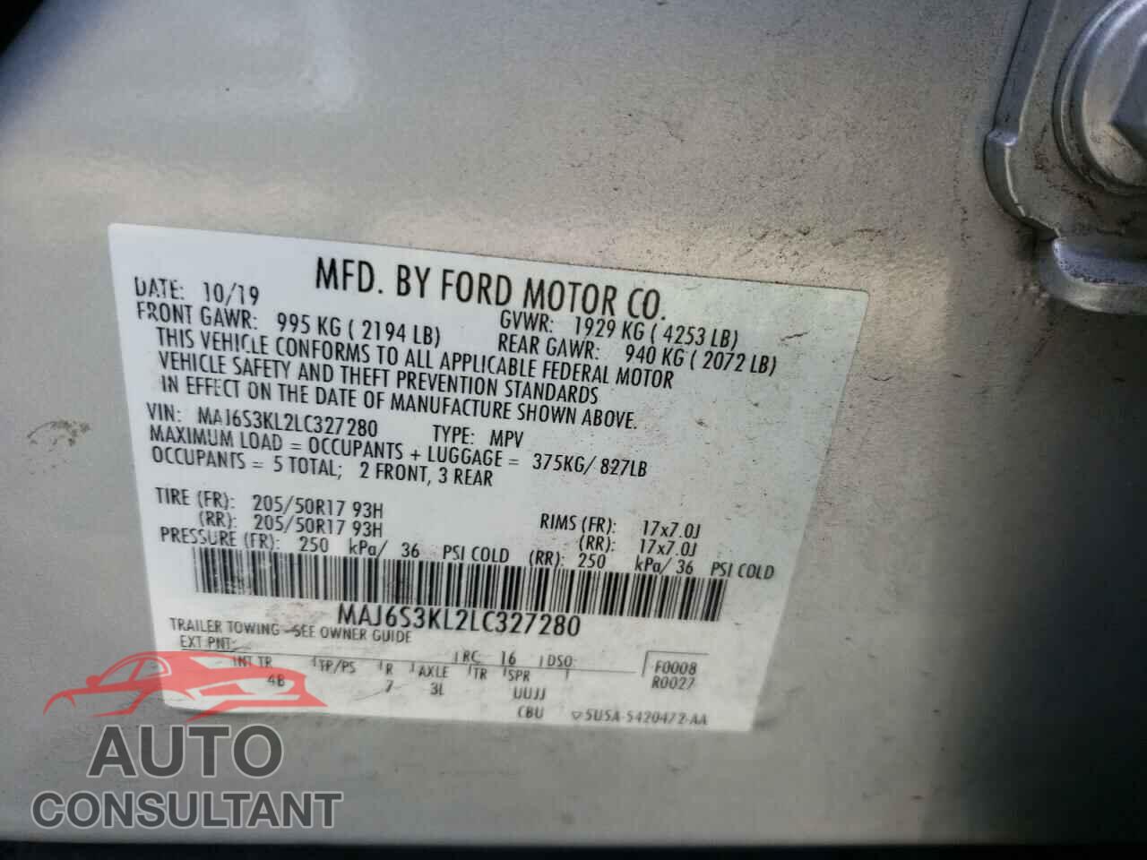 FORD ALL OTHER 2020 - MAJ6S3KL2LC327280