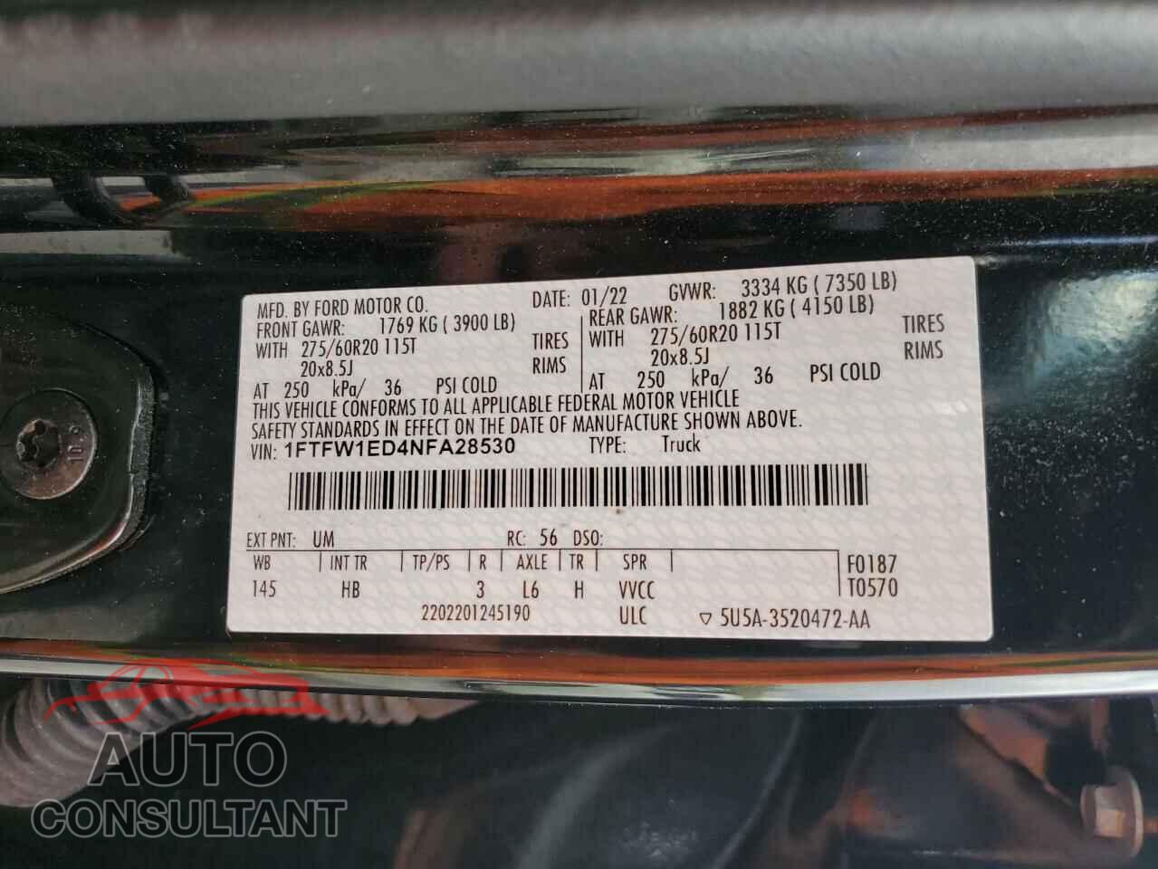 FORD F-150 2022 - 1FTFW1ED4NFA28530