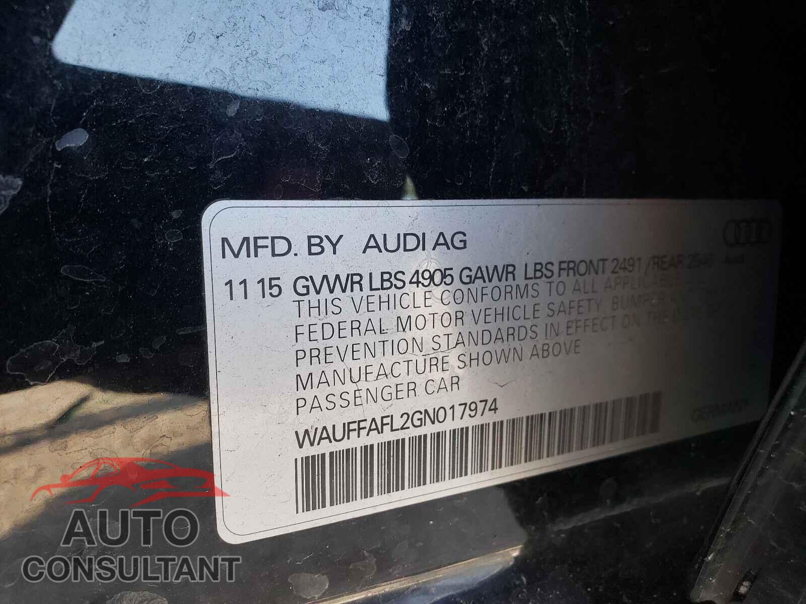 AUDI A4 2016 - WAUFFAFL2GN017974