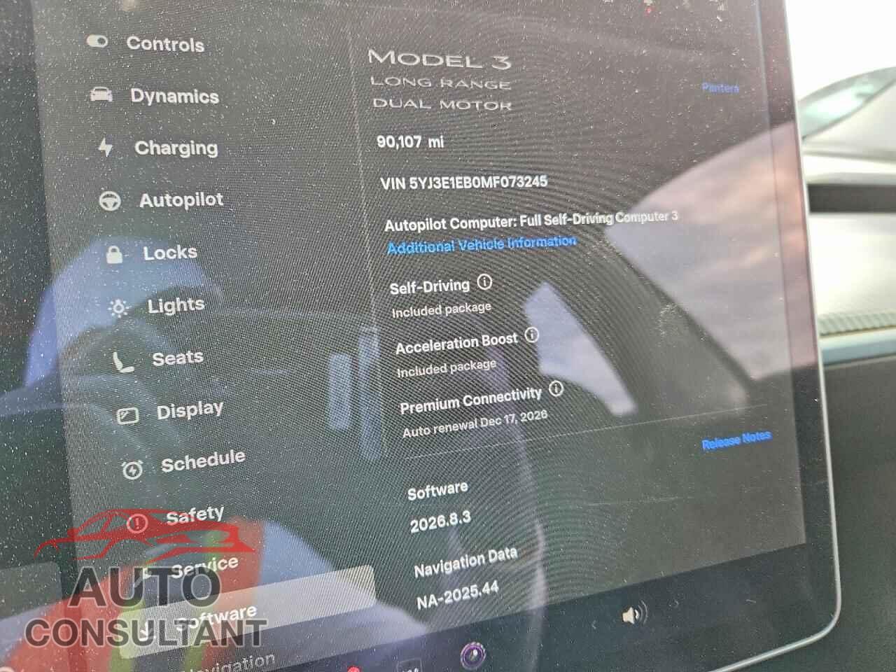 TESLA MODEL 3 2021 - 5YJ3E1EB0MF073245