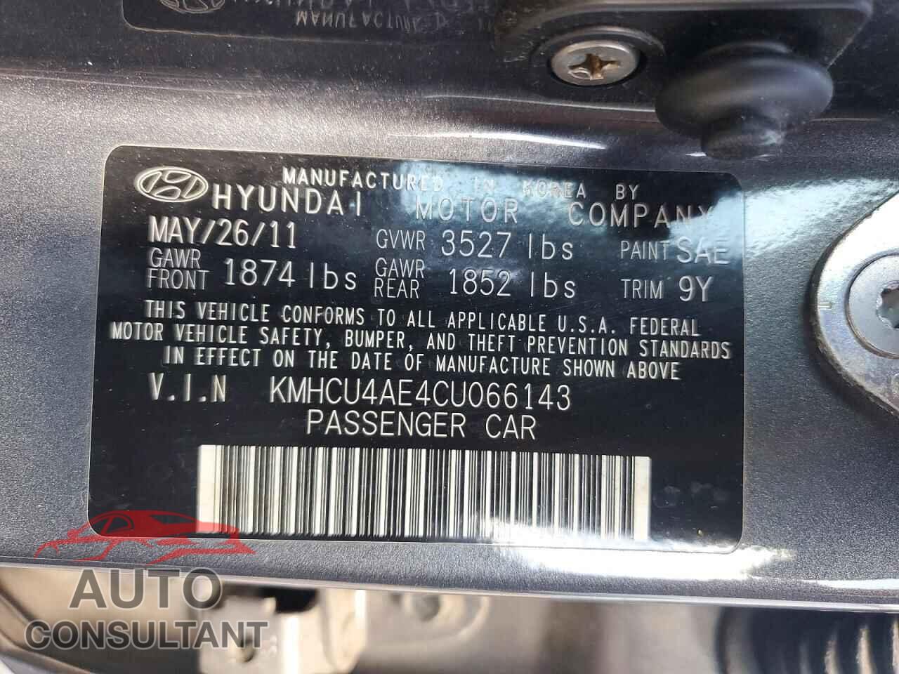 HYUNDAI ACCENT 2012 - KMHCU4AE4CU066143