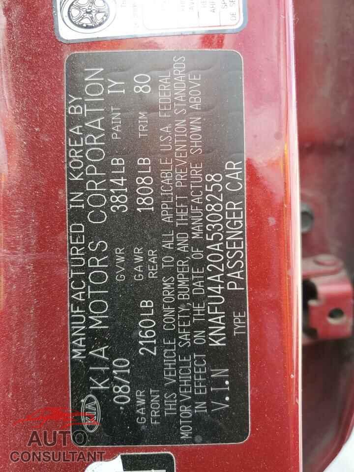 KIA FORTE 2010 - KNAFU4A20A5308258