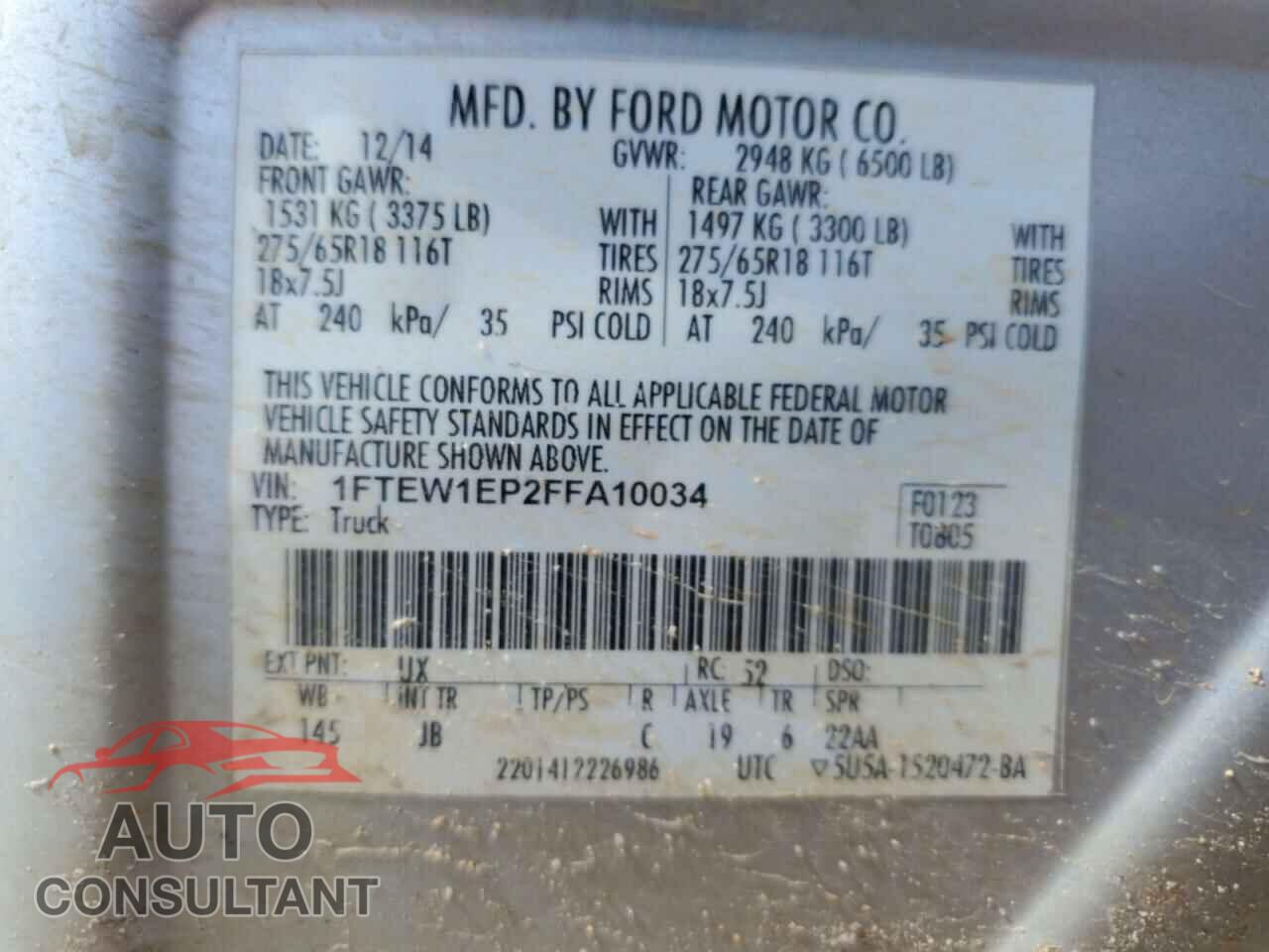 FORD F-150 2015 - 1FTEW1EP2FFA10034